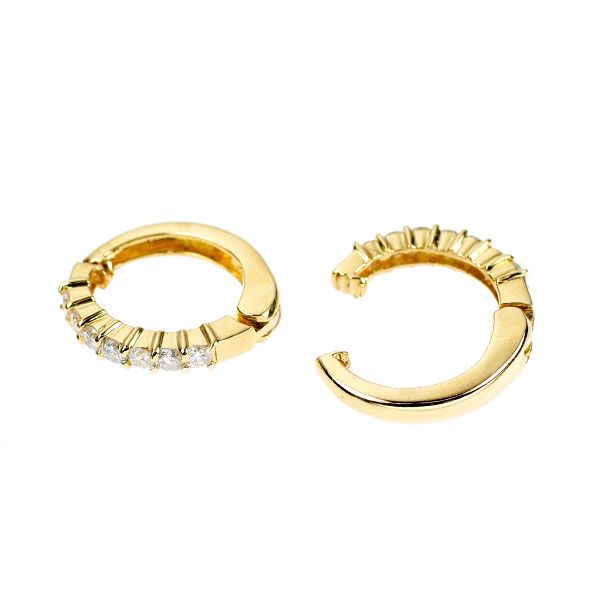 K 18 YG ダイヤモンド イヤリング 0.30 ct フープ