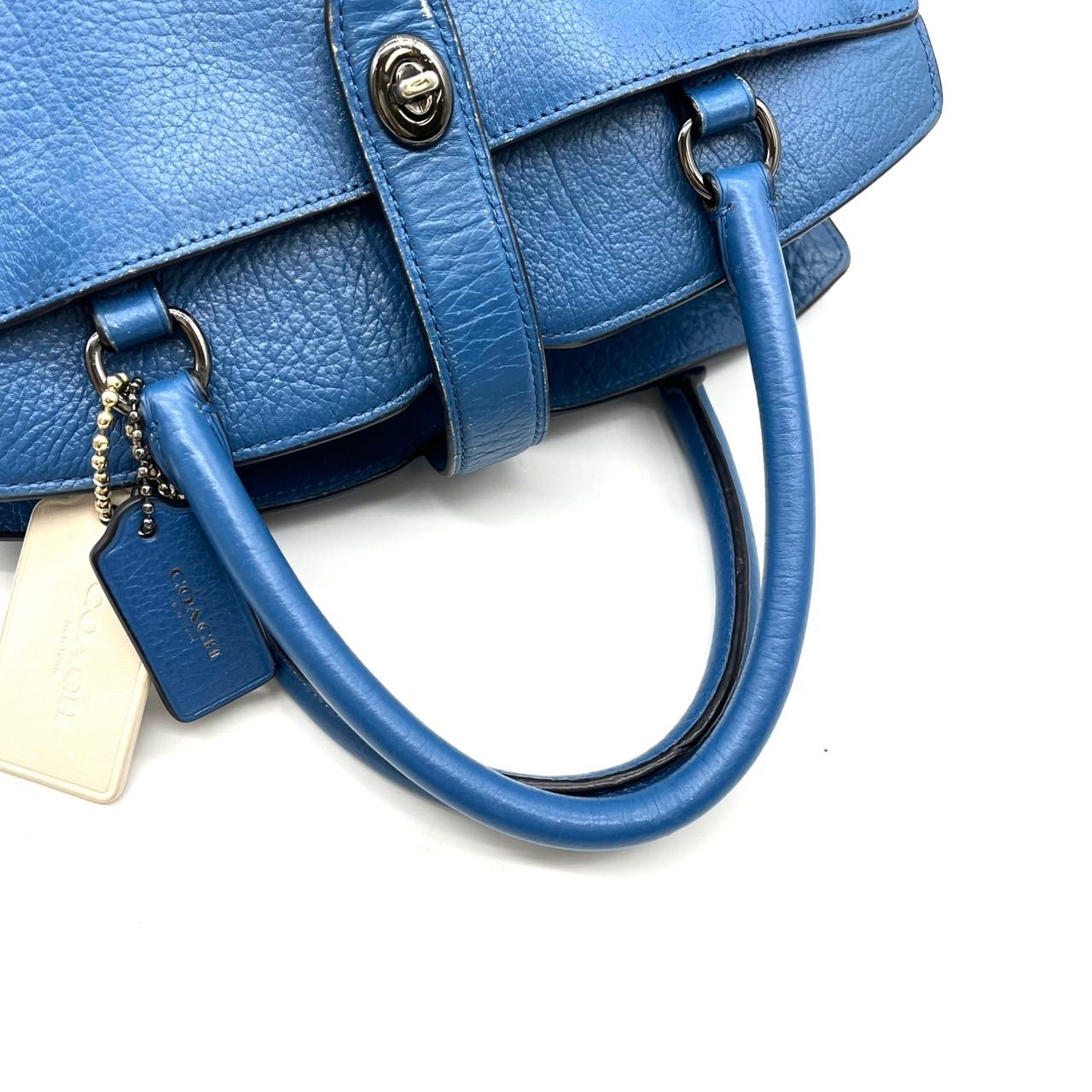✨良品✨ COACH コーチ ハンドバッグ トートバッグ レザー 革 ブルー 