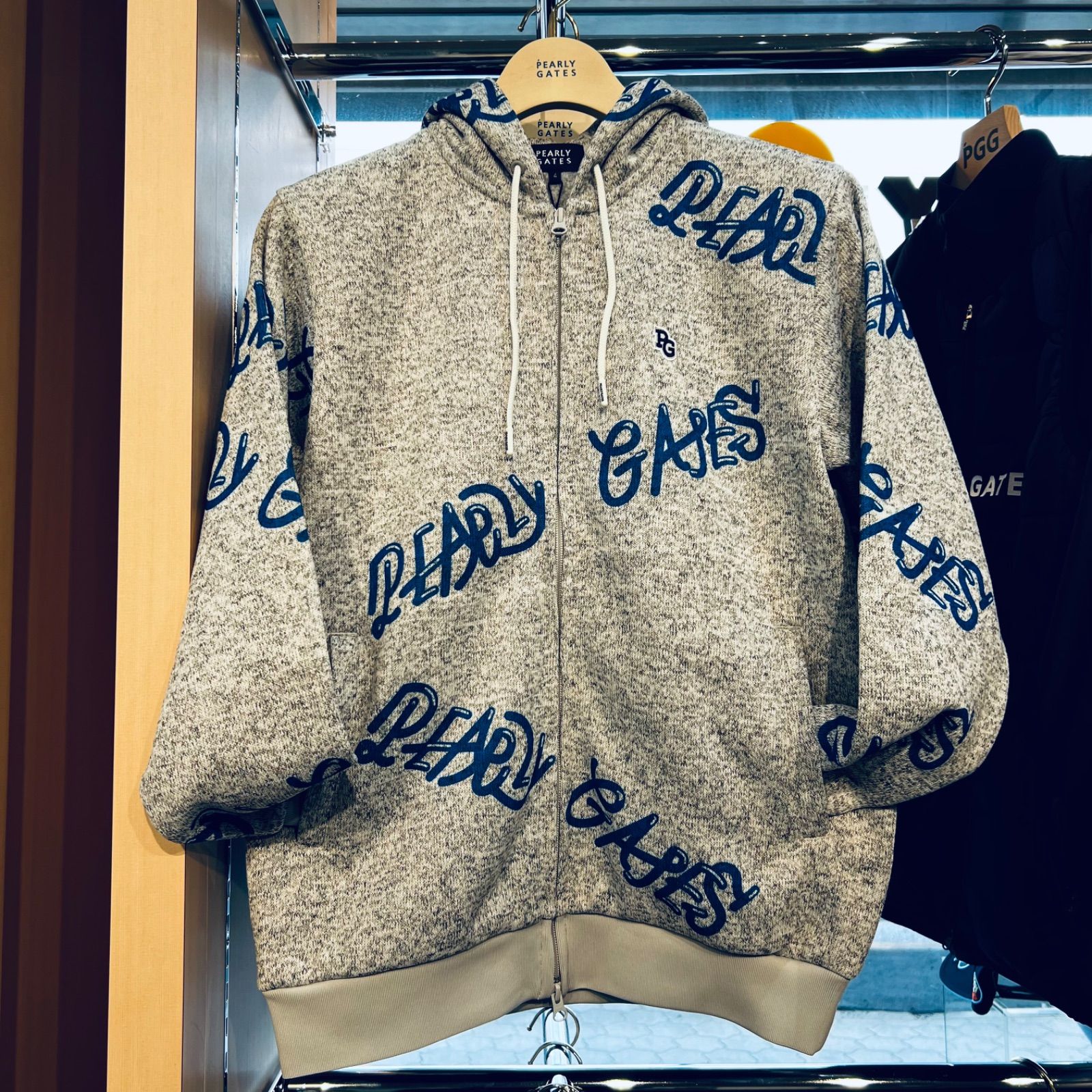 PEARLY GATES 両面起毛ぷにぷにロゴ柄フルジップフーディ サイズ５ L