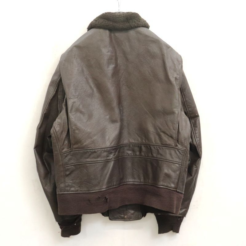 70s U.S.NAVY 黒タグ カウハイド G-1 フライト ミリタリージャケット メンズ 表記42サイズ