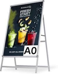 看板 たて看板 スタンド看板 A型看板 アルミ製 A型スタンド看板 パネルスタンド 店舗用看板 屋外 ポスターフレームスタンド グリップ式A型看板 ポスターパネルスタンド A 0 片面 シルバー ta 0-s