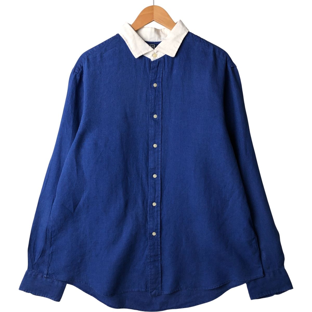 古着 ラルフローレン Ralph Lauren POLO by Ralph Lauren ESTATE CUSTOM FIT ワイド 長袖 リネンシャツ クレリックシャツ eaa600508