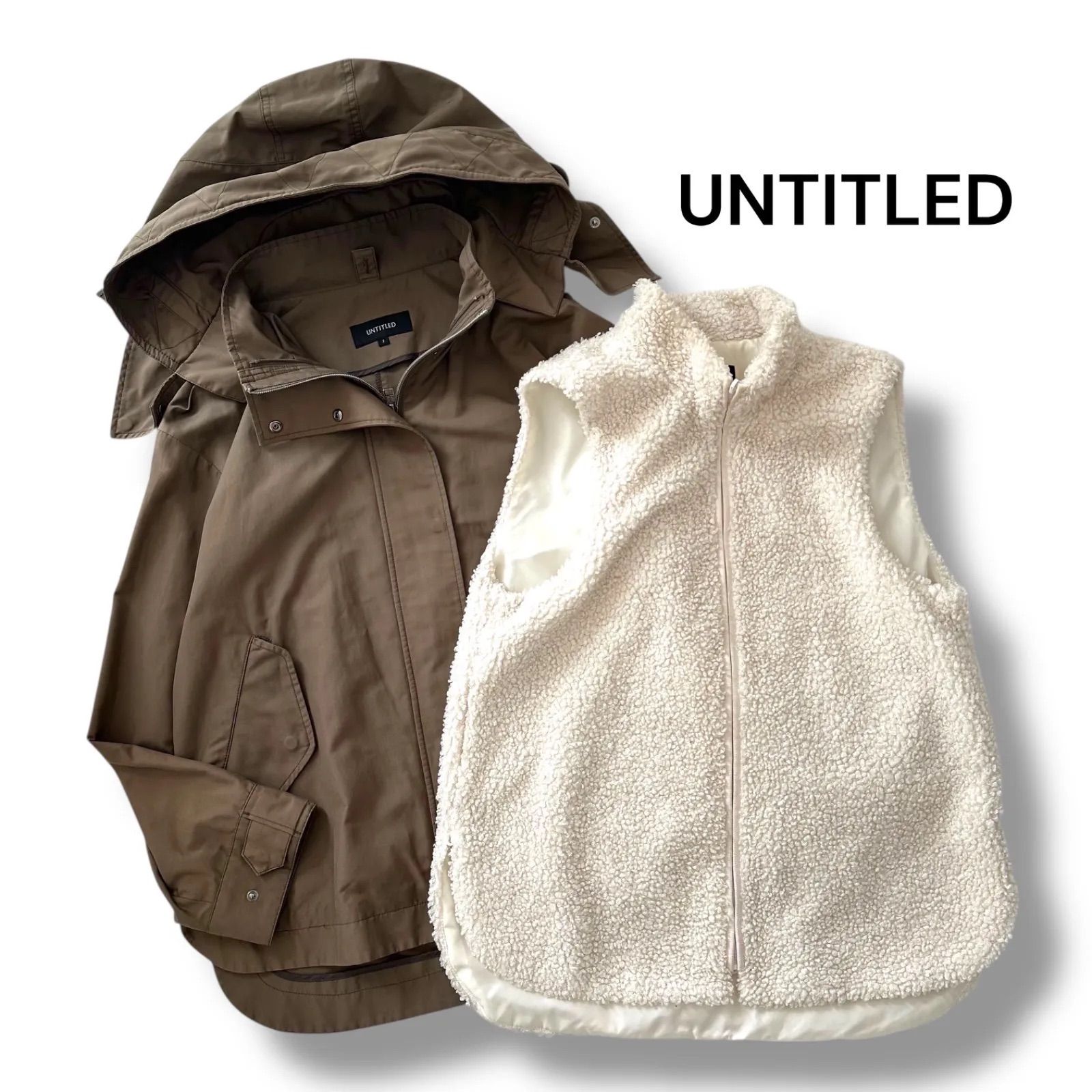UNTITLED ドライクロス3WAYマウンテンパーカー カーキ 撥水 洗える ボアライナー付き アンタイトル サイズ2 M