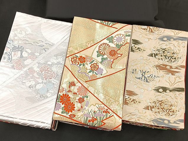  平和屋着物 袋帯 西陣 まとめて100点 鳳凰 鶴 孔雀 尾長鳥 向い鳥 向い蝶 風景 正倉院 楽器 佐賀錦 金銀糸 あり 全て正絹 mmm 957 袋帯 帯