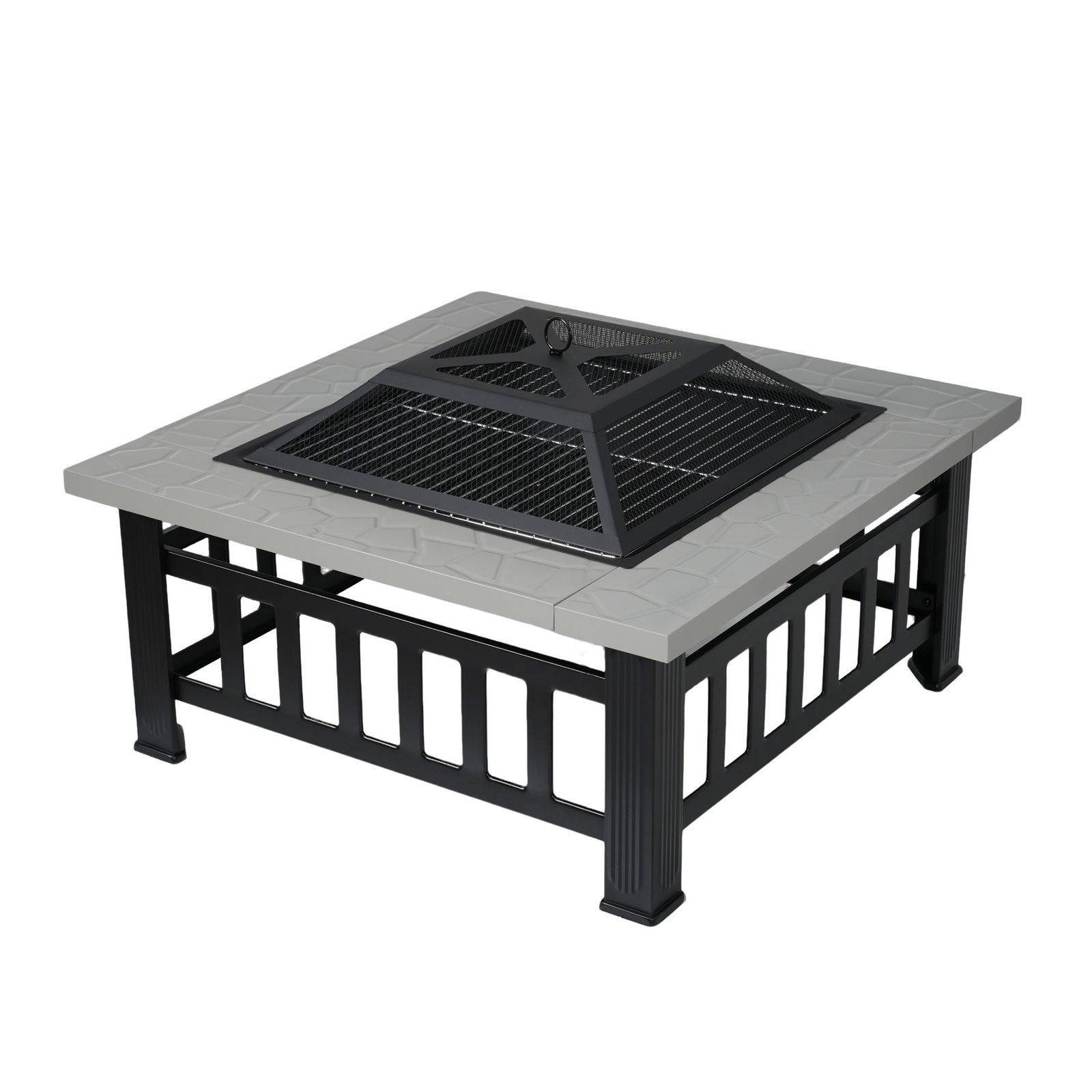 ファイヤーピット 焚き火台 バーベキューコンロ 焚火台 大型焚火 ファミリーキャンプ キャンプ キャンプグッズ 大型 二次燃焼 BBQ BBQコンロ 屋外 アウトドア 大理石調 ブラック