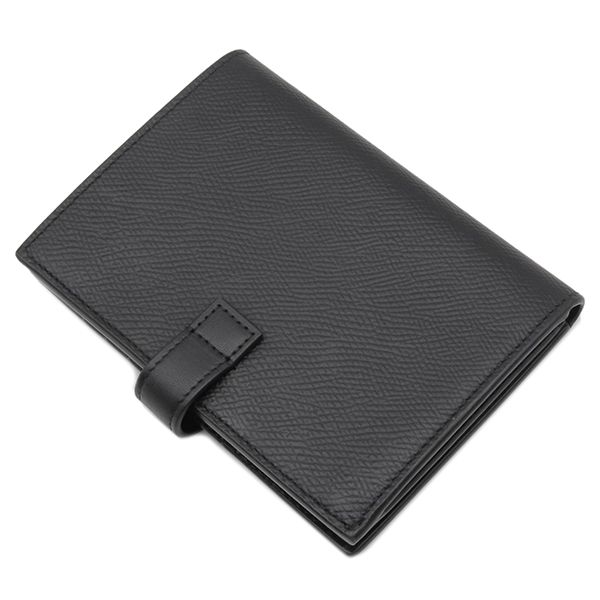 セリーヌ CELINE 二つ折り財布 ミディアム ストラップ ウォレット レザー ブラック ゴールド金具 黒