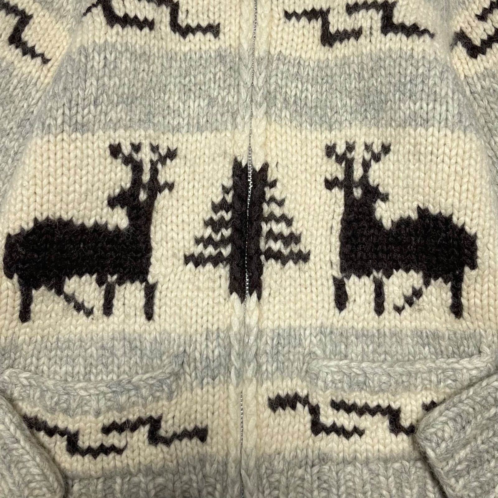 H3563-94◾️カナタ　カウチンニット　カナダ製　トナカイ　ウール ブランド古着】KANATA / カナタ トナカイ柄ハンドニットウール