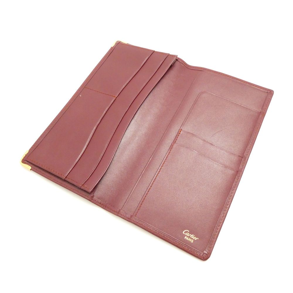美品 Cartier カルティエ マストライン ボルドー 札入れ レザー 小銭