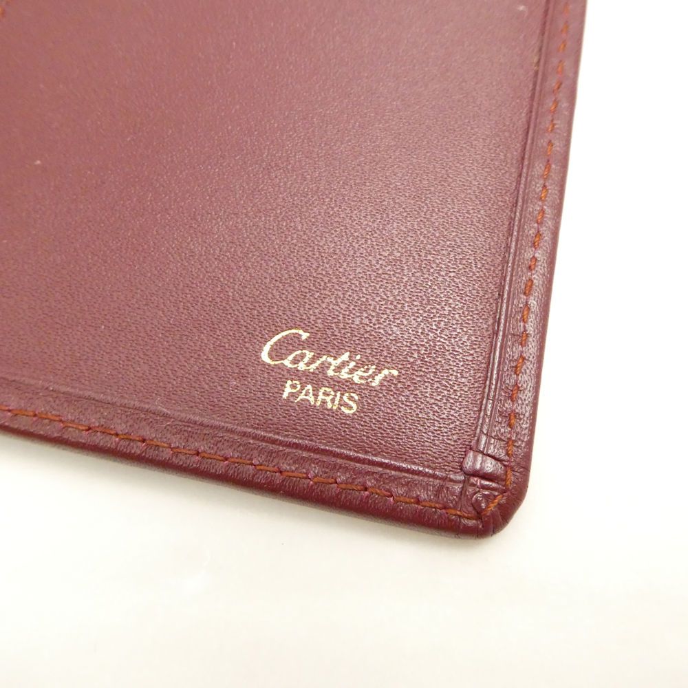 美品 Cartier カルティエ マストライン ボルドー 札入れ レザー 小銭