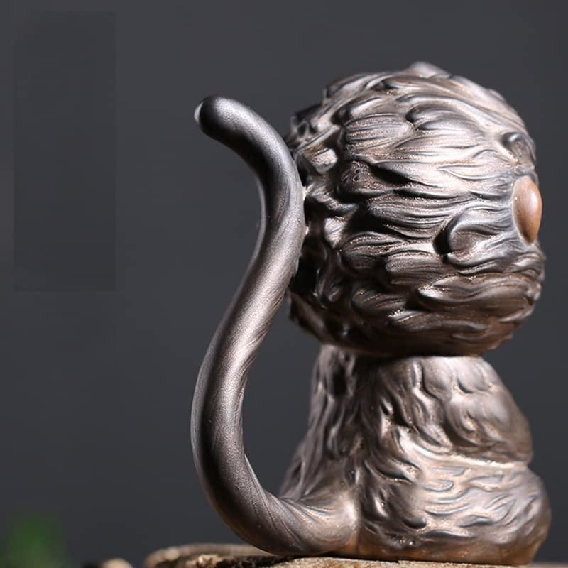 サル 陶器製 置物 悟空置物猿像中国風水風水装飾セラミック芸術茶