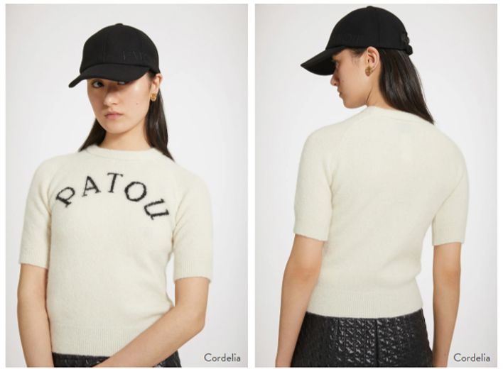 PATOU パトゥ サステナブルアルパカ混紡 パトゥジャカード ニットTシャツ サイズ XS 半袖 ニット セーター