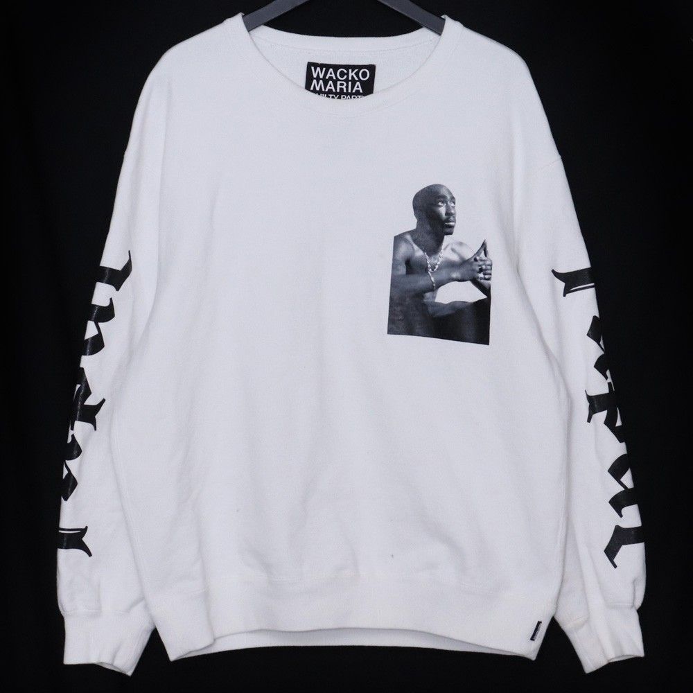 L白【WACKOMARIA】2PAC SWEAT／新品タグ付／送料込 WACKO MARIA/2PAC / SWEAT SHIRT（WHITE）［クルーネックスウェット-23