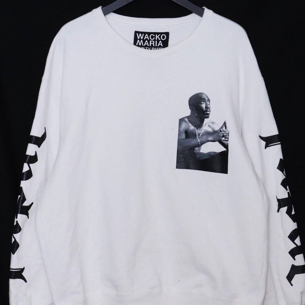 L白【WACKOMARIA】2PAC SWEAT／新品タグ付／送料込 WACKO MARIA 2PAC HEAVY WEIGHT CREW NECK SWEAT SHIRT TYPE-2 Mサイズ