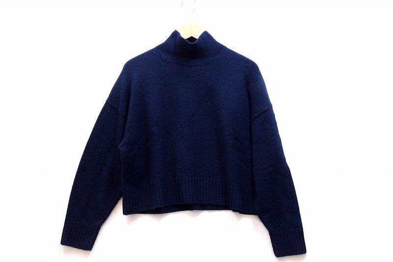 223157 theory セオリー ウール カシミヤ クロップドニット ハイネック セーター S 3301713 ネイビー