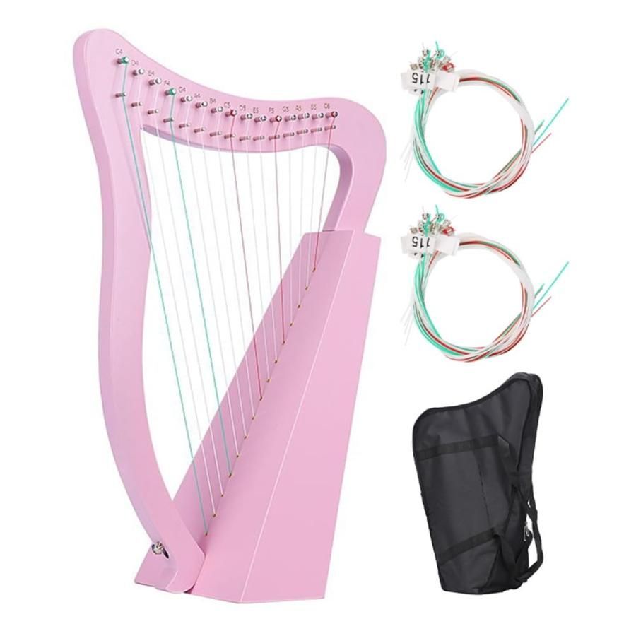 竪琴ハープ アイリッシュハープ 15弦ハープ マホガニー弦楽器 純粋な音 弦 付属 音楽愛好家 子供 大人に最適です