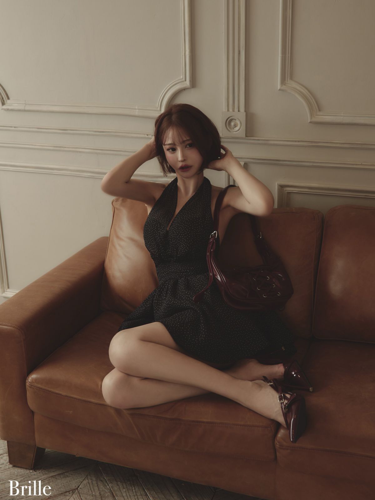 ブラック 12月中旬頃発送予定 Brille3791 brille ブリエ ROBE de FLEURS ローブドフルール Lune de brille mini dres キャバドレス