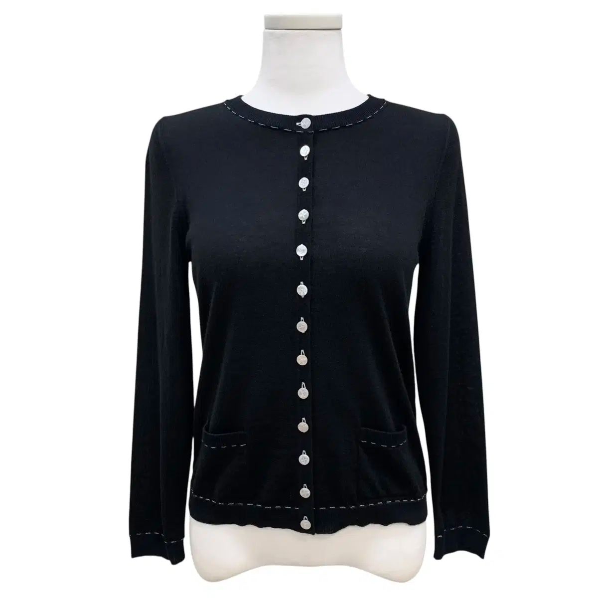 ルイヴィトン 螺鈿ボタン スティッチ カシミア カーディガン