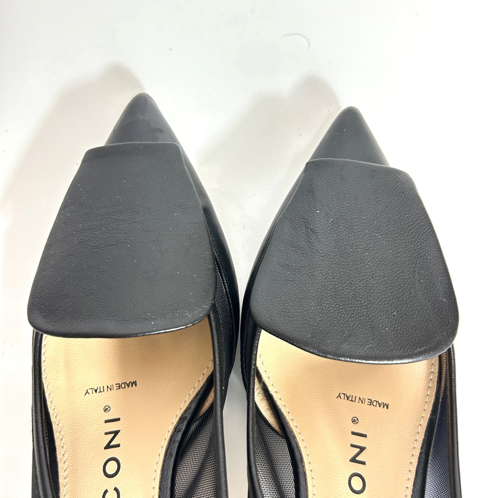  FABIO RUSCONI ファビオルスコーニ パンプス 35 オーナメント ポインテッドトゥ メッシュ 黒 ハイヒール パンプス パンプス