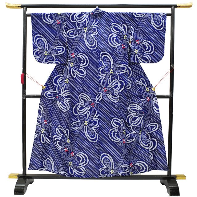 中古】 すごい値！ 本場有松鳴海絞り 浴衣 リサイクル 有松 ゆかた 青