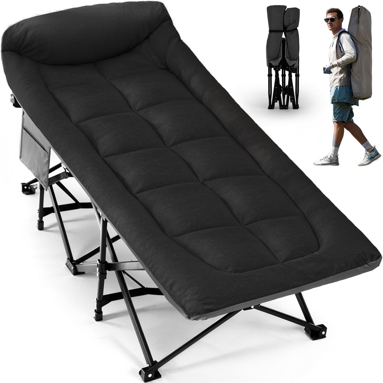 Overmont アウトドアコット 耐荷重250kg 71cmワイド 2400D高密度