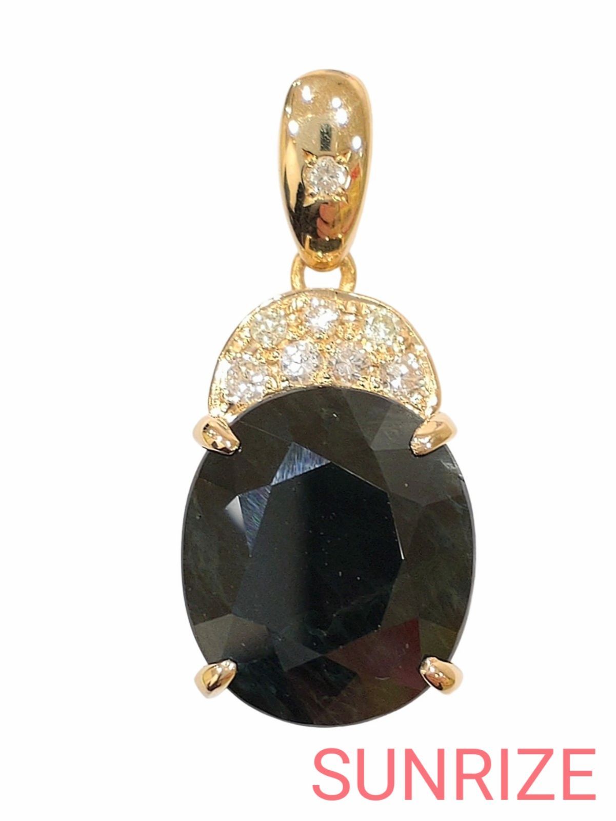 K18 ソーティング付き サファイア ダイヤモンド ペンダントトップ K1344