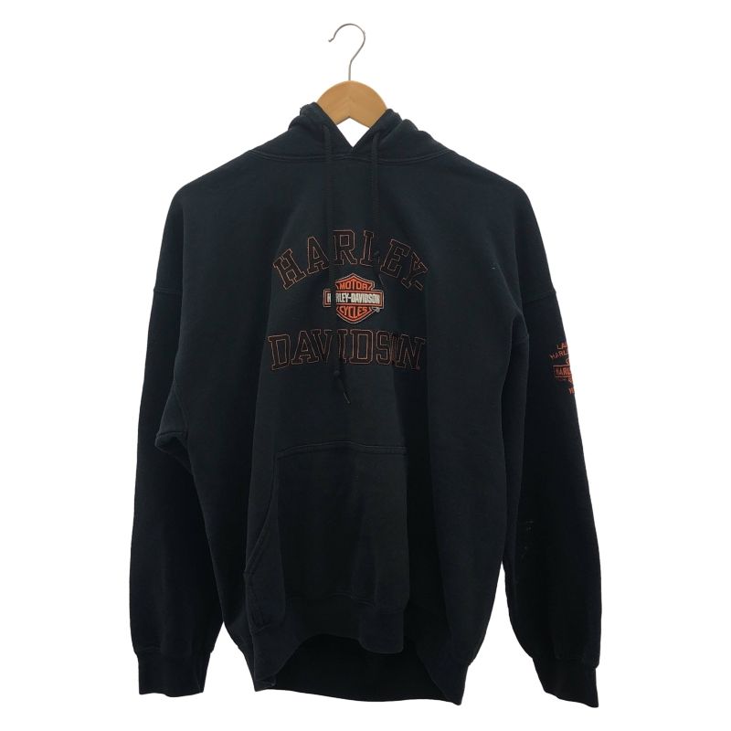 【】Harley Davidson ビッグロゴ フーディ サイズL 黒 ハーレーダビッドソン[91]