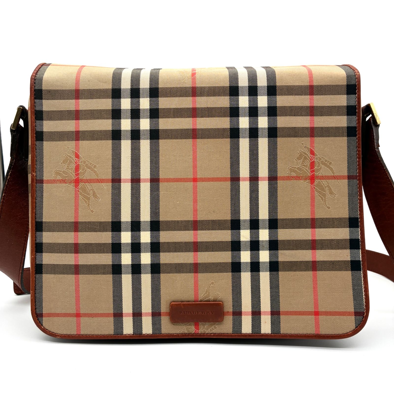 BURBERRY バーバリー ショルダーバッグ ノバチェック シャドーホースロゴ レディース クロスボディ ヴィンテージ ベージュ ブラウン レザー ナイロン