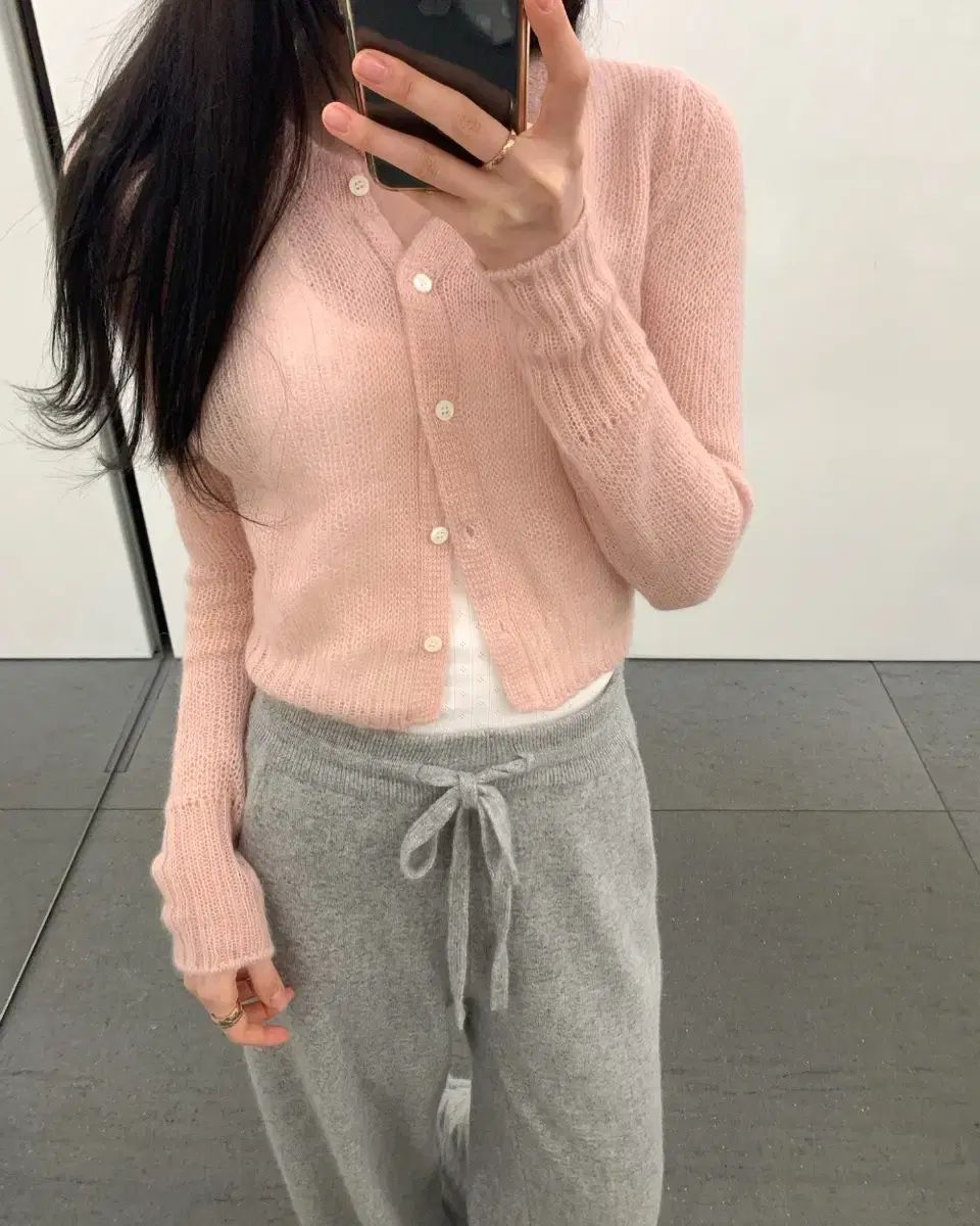 ルプレン キッドモヘア カーディガン ピンク