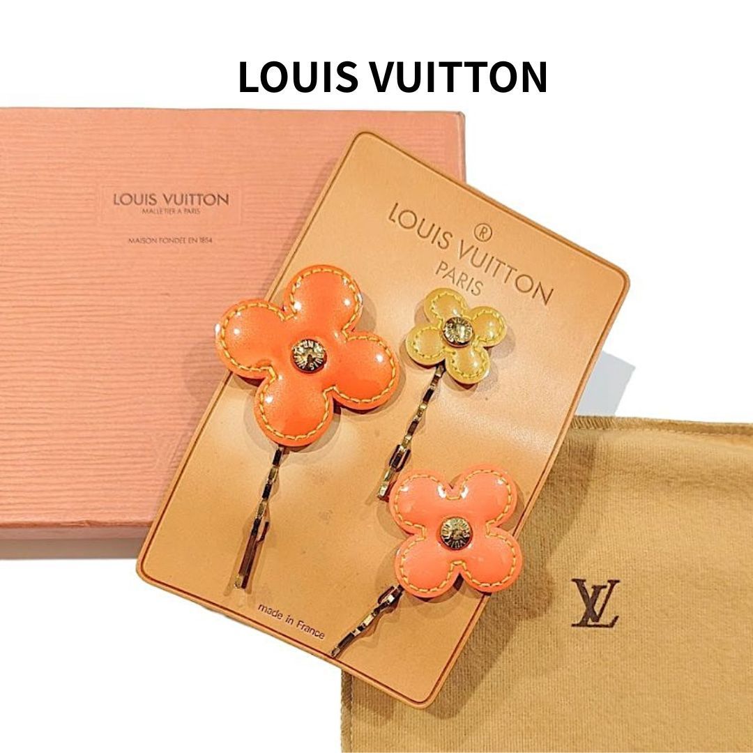 LOUIS VUITTON ルイ ヴィトン LV バレッタ フルール ヴェルニ ヘアピン