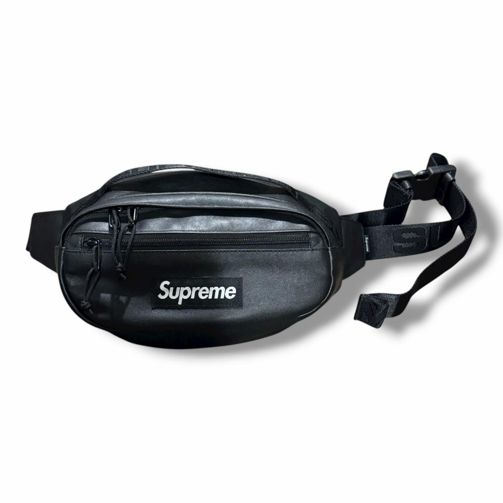 正規 Supreme 23AW Leather Waist Bag レザーウエストバッグ ショルダーバッグ カバン 鞄 シュプリーム ブラック F 1235M