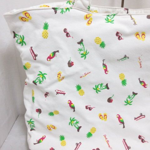  パーリーゲイツ PEARLY GATES ジャックバニー Jack Bunny バカンス柄 大容量 ハンド トート バッグ ボストン キャンバス 白 ホワイト ゴルフ ハンドバッグ バッグ