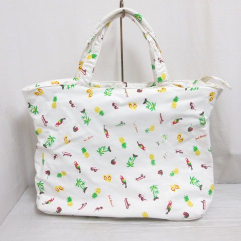 パーリーゲイツ PEARLY GATES ジャックバニー Jack Bunny バカンス柄 大容量 ハンド トート バッグ ボストン キャンバス 白 ホワイト ゴルフ