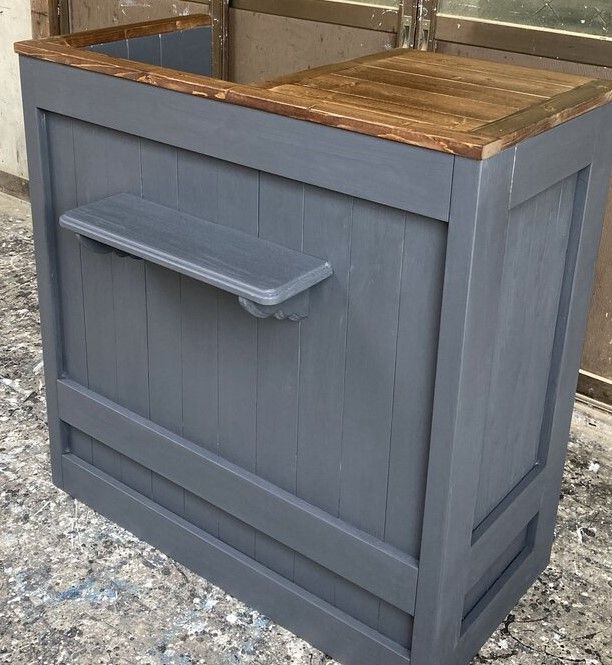 受注制作【シェルフ付き】ブルーグレー＆ダークレジ凹みカウンターテーブル【800】店舗 クラシカルデザイン