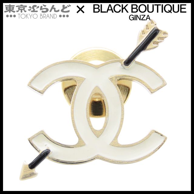 シャネル CHANEL ピンブローチ ゴールドxホワイト メタル ココマーク アロー コスチュームジュエリー 10 P ブローチ レディース