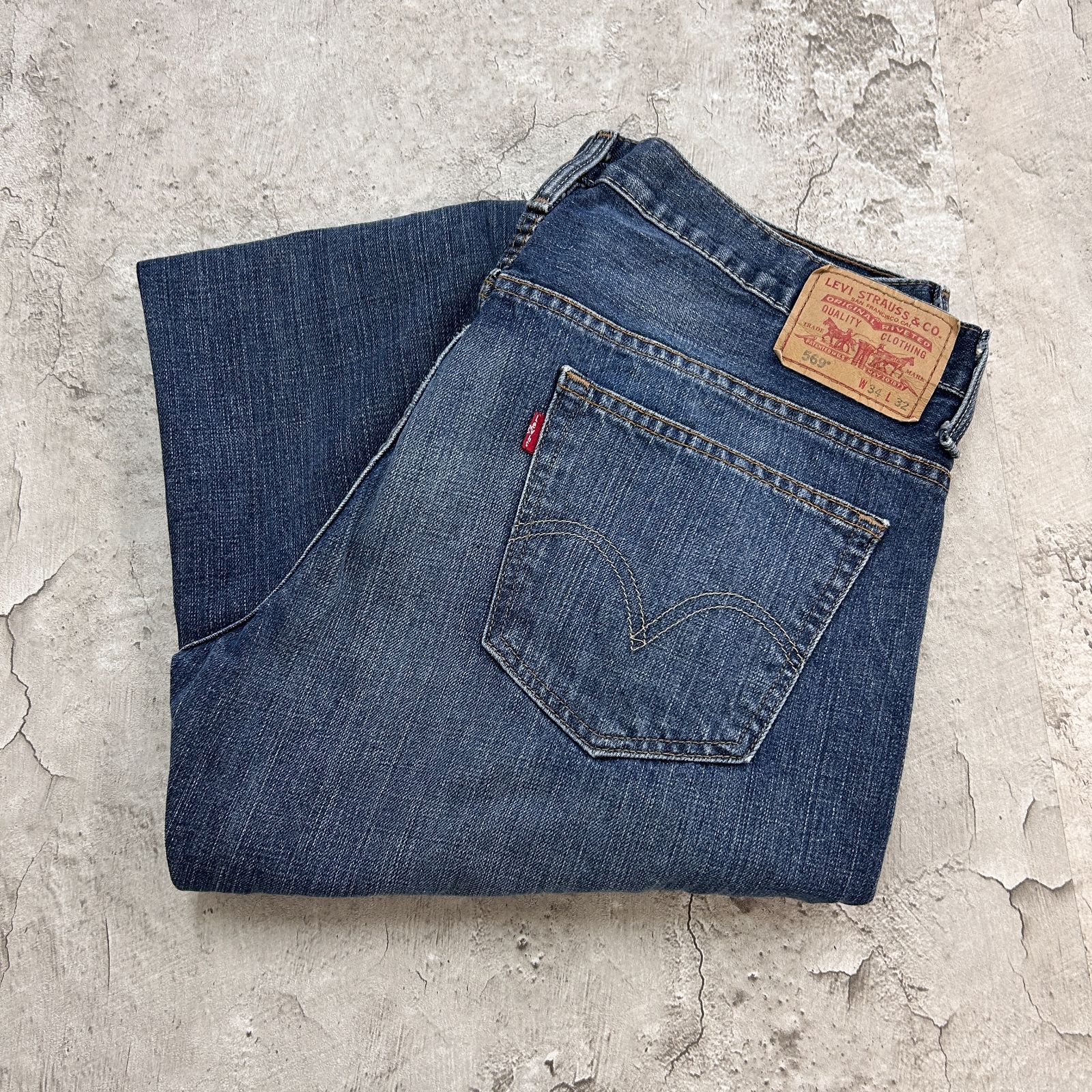 リーバイス569 Levis W34 ブルーデニム 青 ヒゲ 古着 15586 リーバイス569 Levis W34 ブルーデニム 青 ヒゲ 古着 15586 色 落ち