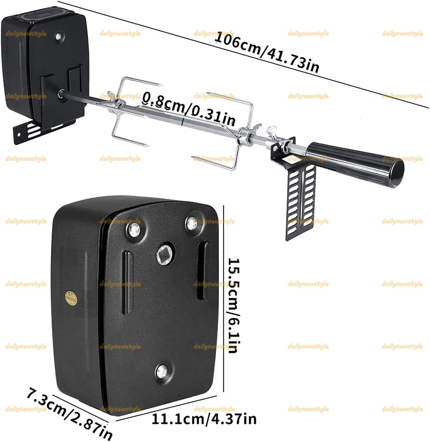 人気推薦 屋外電気ロティサリー グリルツール 4W 電気モーター付き BBQ ブラケット ロースター スピットロッド フォーク コンプリートホルダー キャンプ ピクニック用バーベキュー OLIVEOS_COM_TR