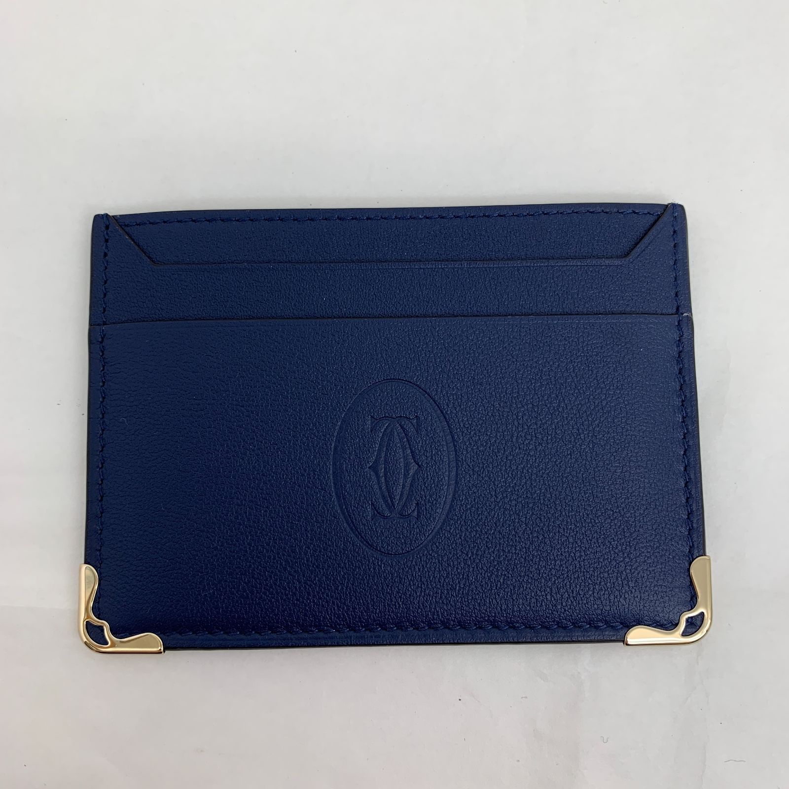 美品 cartier カルティエ カードケース カードホルダー 青 ブルー