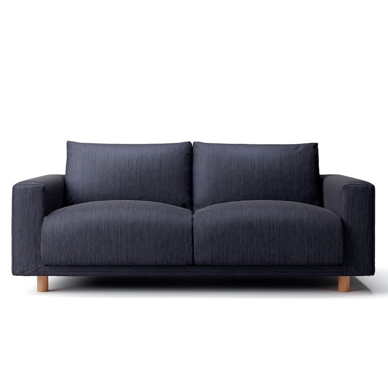 WJ 1113 無印 綿デニムソファ本体 2 5シーター フェザー ポケットコイル用カバー ネイビー