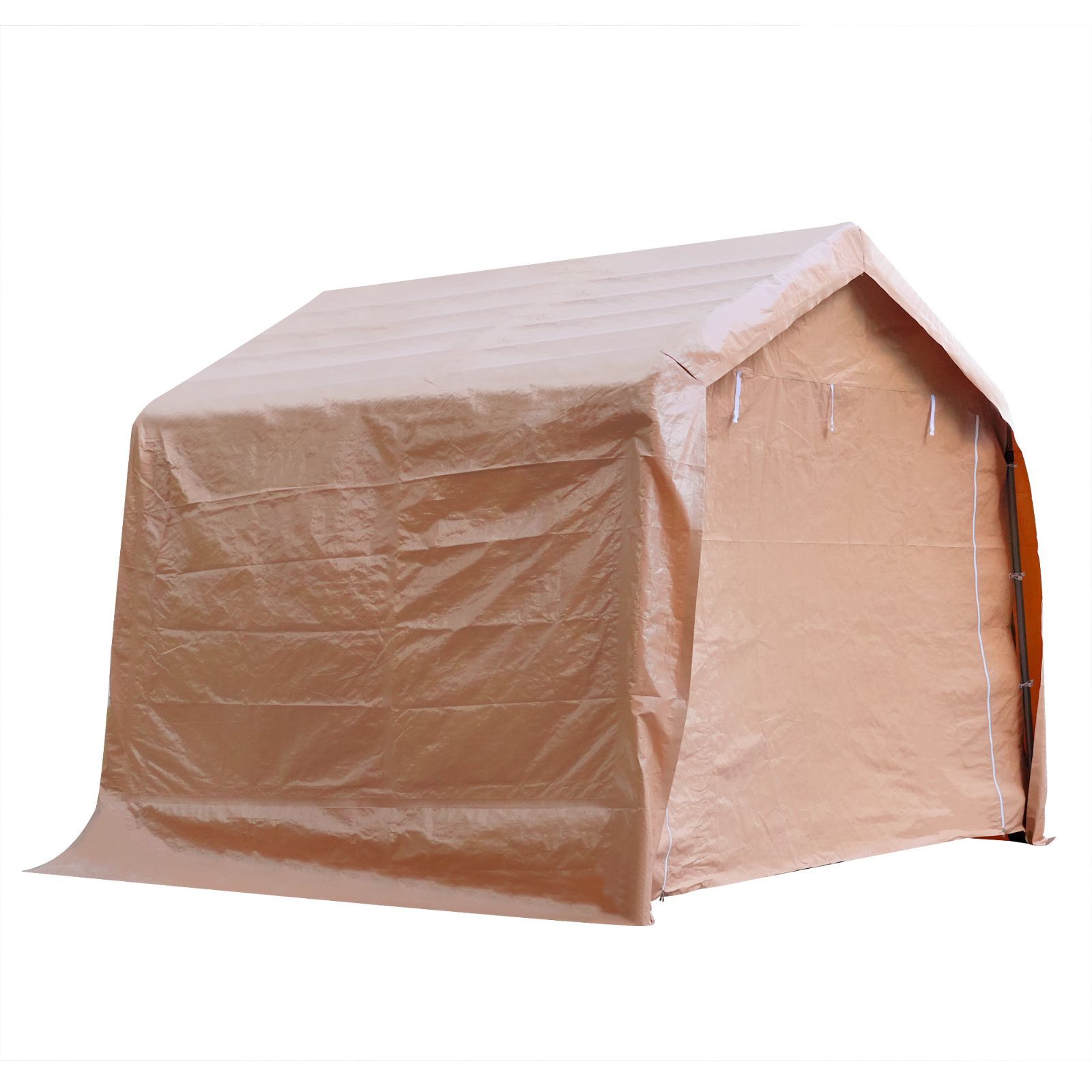 車庫テント　仮設倉庫　UV·防水　上開きドア　スチール製　BEIGE UV・防水 上開きドア】テント 車庫テント ガレージテント 3×6m UV