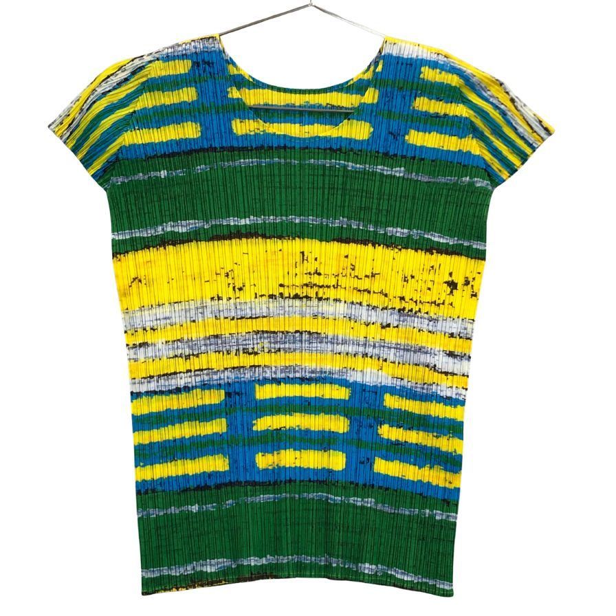 プリーツプリーズ イッセイミヤケ カットソー 総柄 マルチカラー レディース サイズ3 PP21-JK683 PLEATS PLEASE ISSEY MIYAKE 【AFB10】