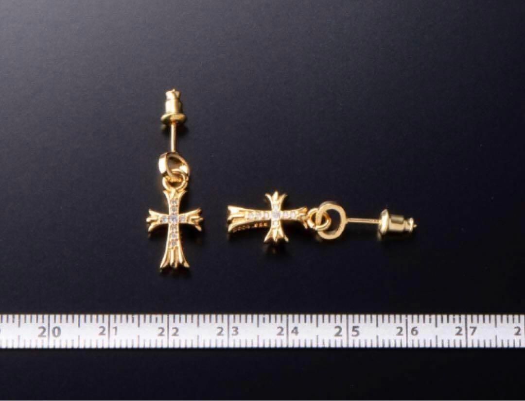 シルバー925 ゴールドクロスピアス 両耳セット ベビーファット風