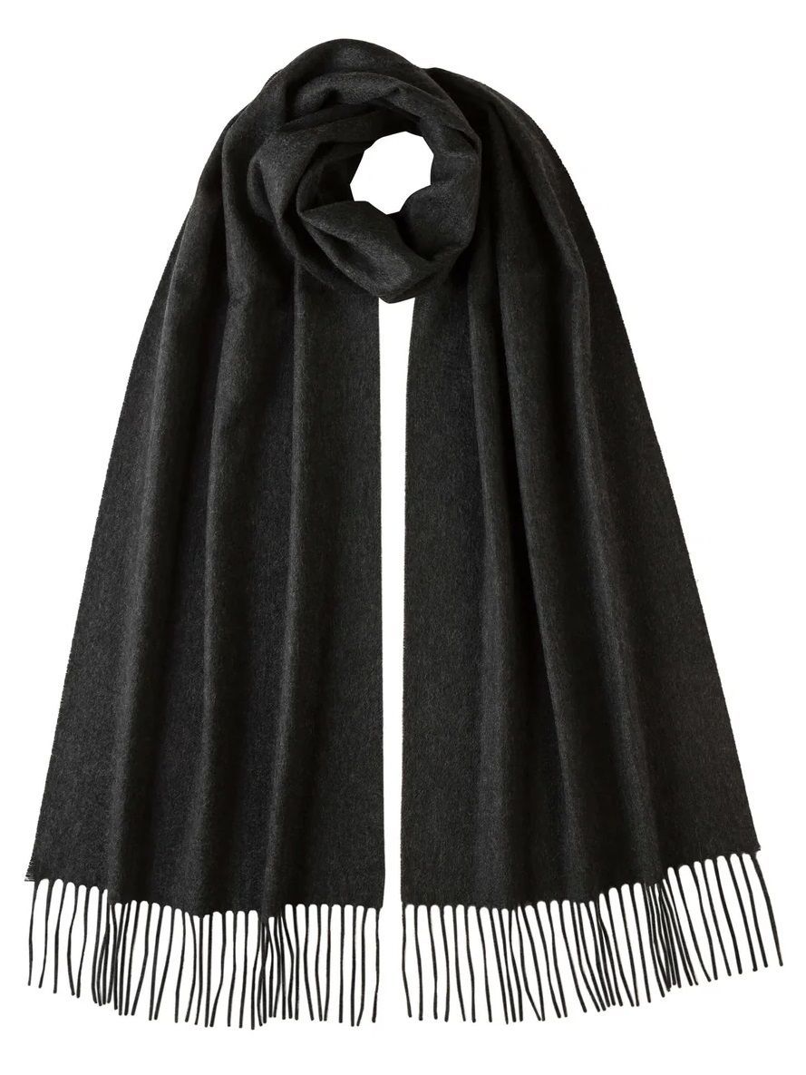 Jhonstons of Elgin ジョンストンズオブエルガン WA000057 カシミア サイズ 190cmX35cm スコットランド製 HA070000 Charcoal チャコール ユニセックスにご使用頂けます。 並行輸入品