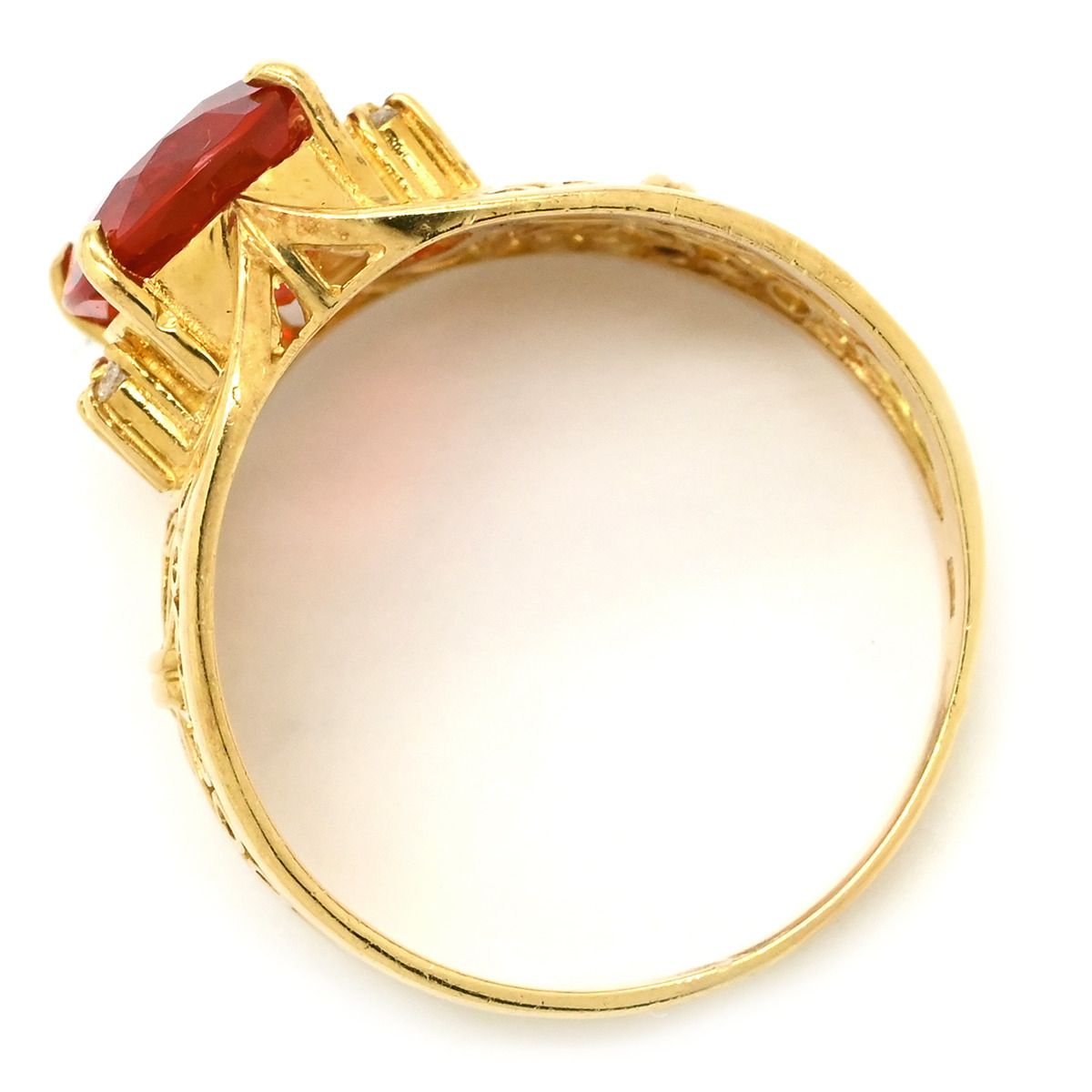  リング 指輪 オパール ダイヤリング K 18 YG ダイヤモンド イエローゴールド オレンジ 16 5号 リング 指輪 アクセサリー