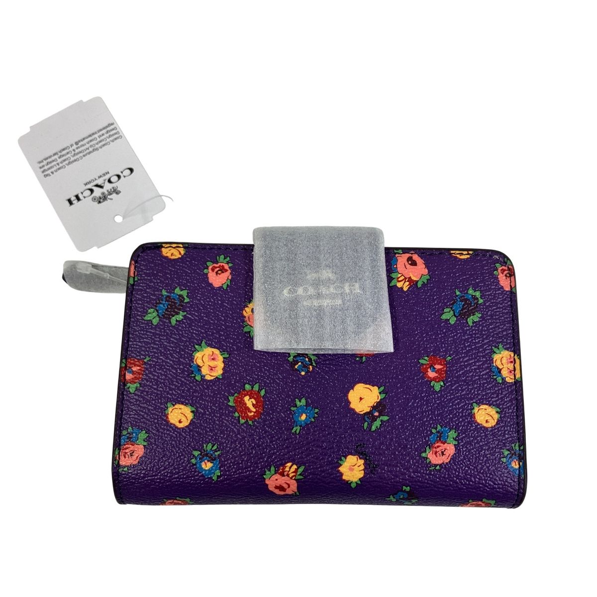 COACH コーチ 二つ折り 財布 花柄 パープル ブランド レディース T10592217