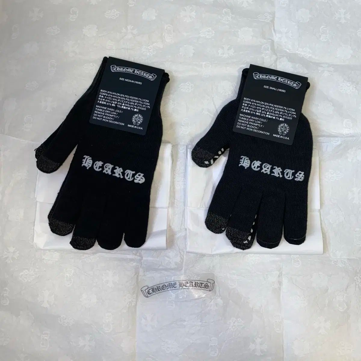 S M クロムハーツ チェックメイト ウォーク グローブ ブラック