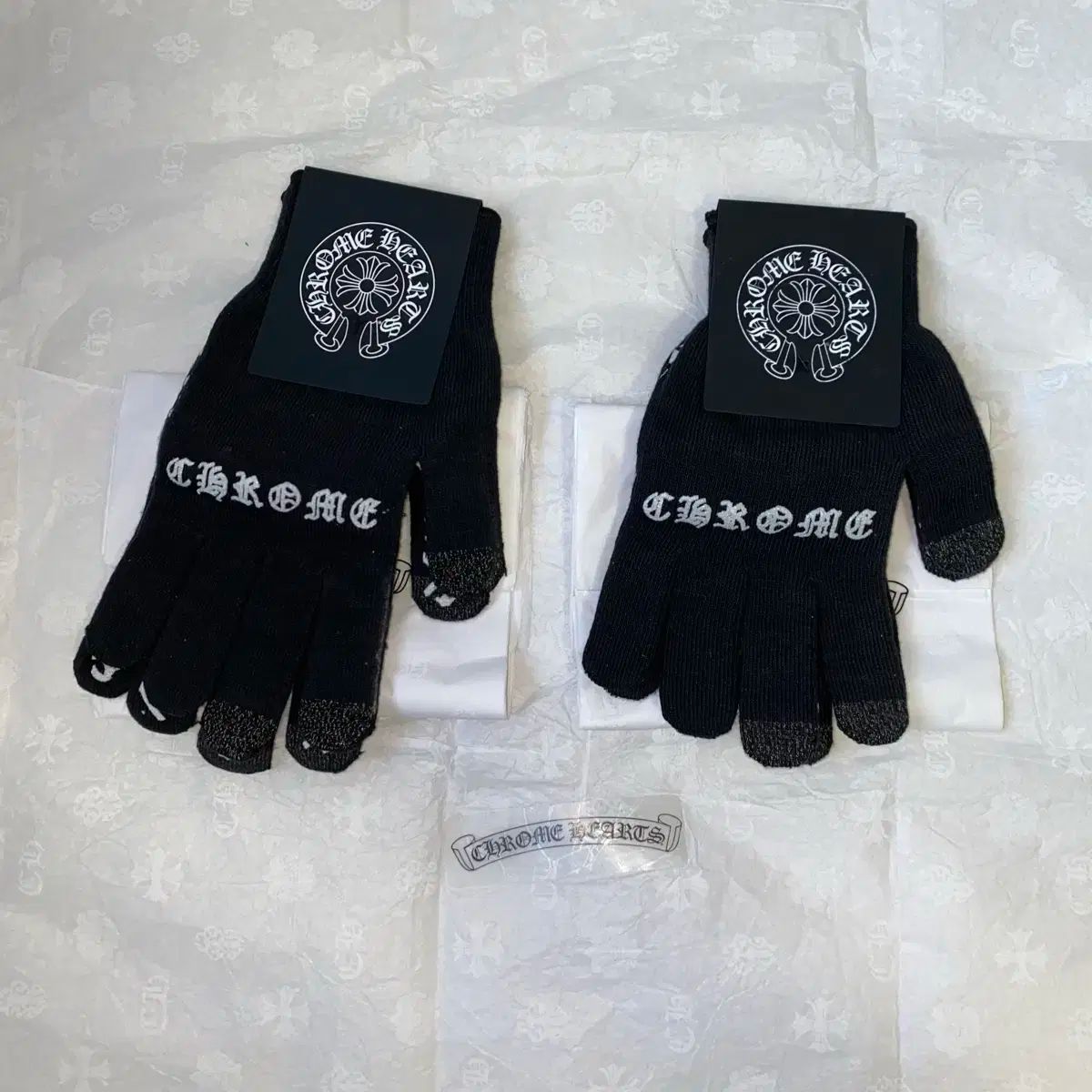 S M クロムハーツ チェックメイト ウォーク グローブ ブラック