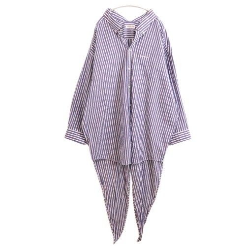 A バレンシアガ 1 レディース 長袖シャツ 21 SS ストライプシャツ ドルマンスリーブ 青 白 古着