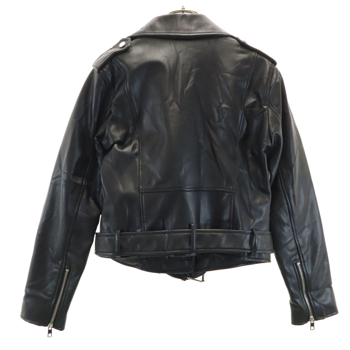 ZARA ザラ フェイクレザー ダブルライダースジャケット S ブラック