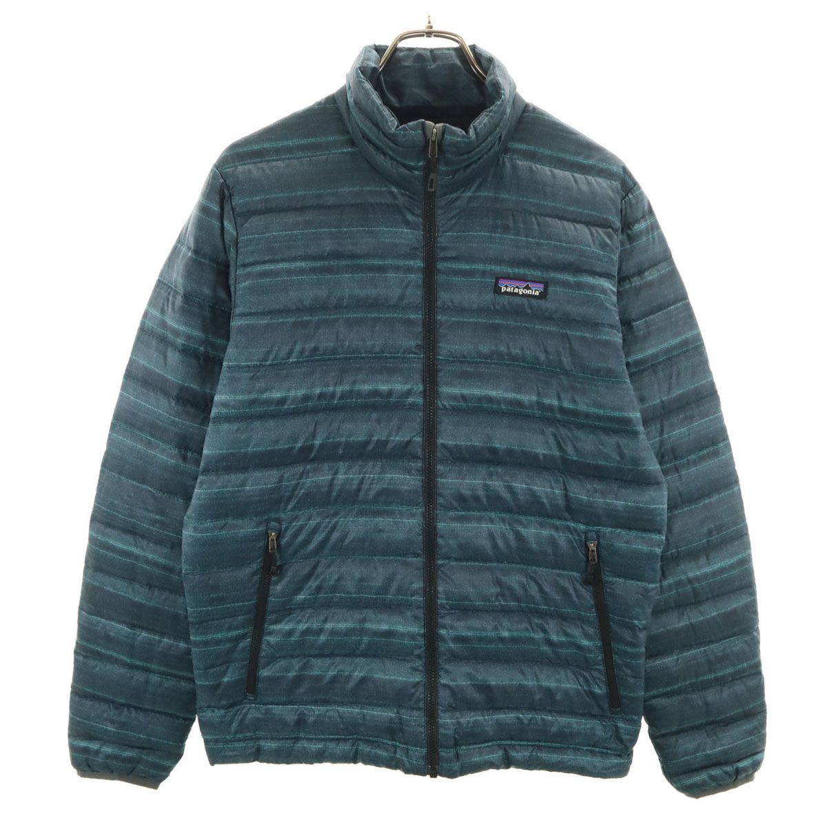 patagonia パタゴニア ボーダー柄 ダウンジャケット S ブルー系 アウトドア 84674 メンズ patagonia パタゴニア ボーダー柄 ダウンジャケット S ブルー系