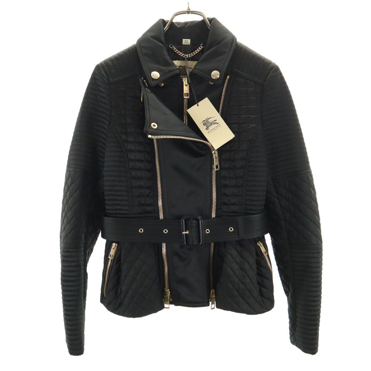 BURBERRY LONDON バーバリーロンドン キルティングジャケット 38 ブラック ベルト レディース 古着